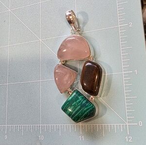 Costume Jewelry Multi Stone Pendant With Malichite And Assorted Stones